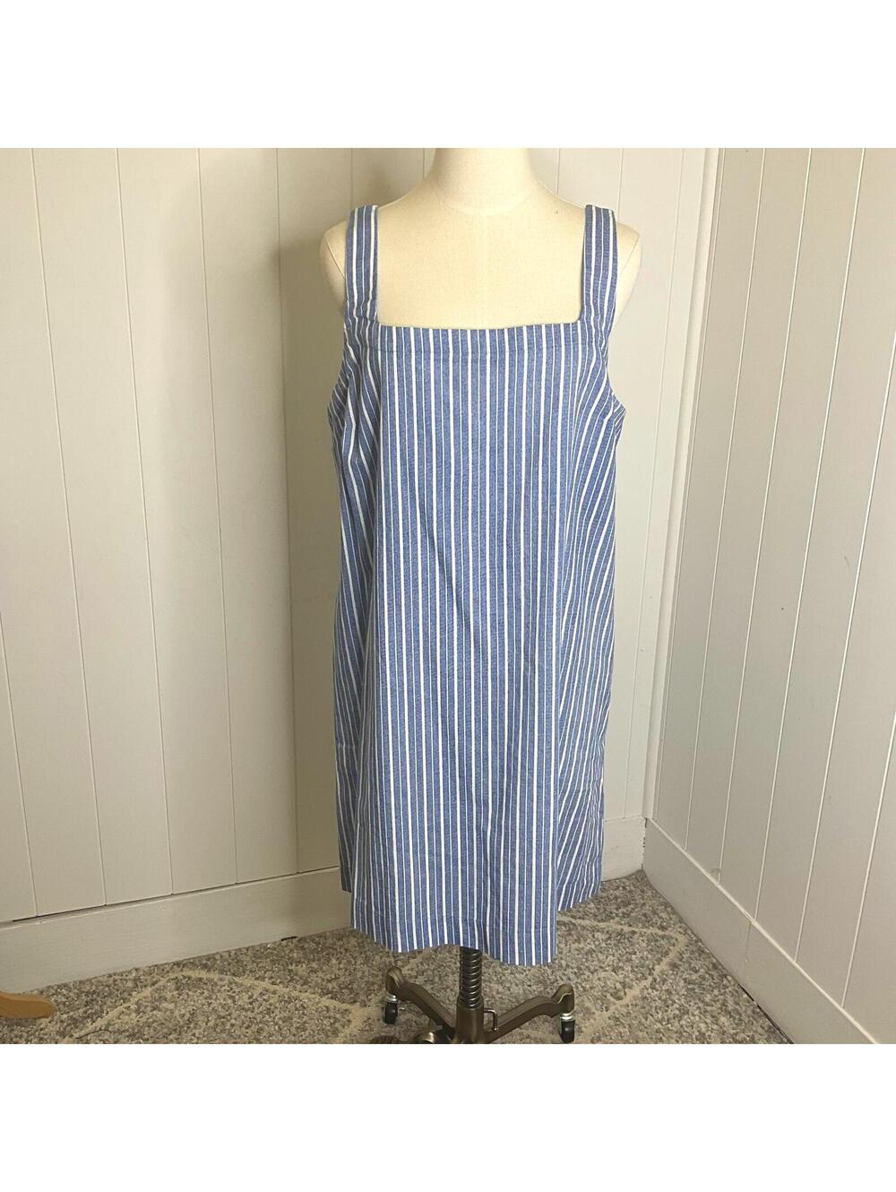 A New Day Women's Size Large Blue White Sleeveless Summer Dress
